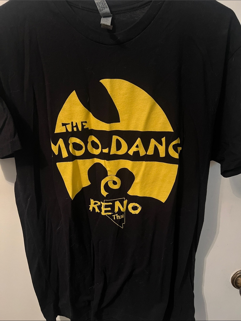 Next Level Apparel Black Tee with Yellow 'Moo-Dang Reno' Graphic